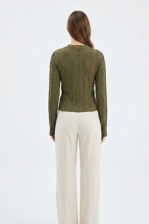 Kadın Dokulu Örme Bluz 980 - Haki