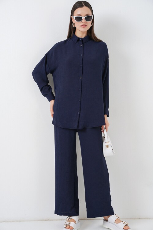 Kadın Gömlek Pantolon İkili Takım 30063 - Lacivert
