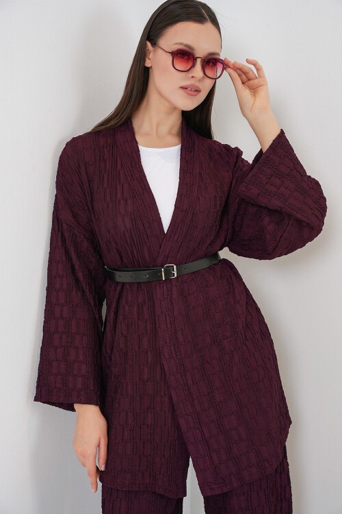 Kadın Kimono Pantolon İkili Takım 30078 - Bordo