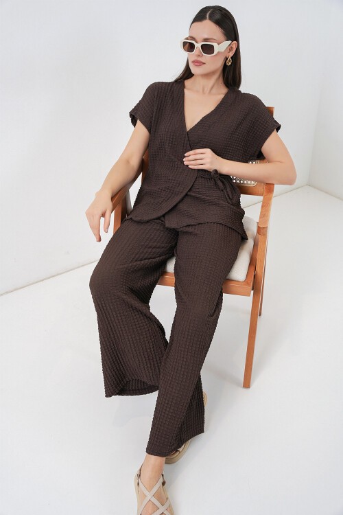 Kadın Örme İkili Takım 30064 - Kahverengi