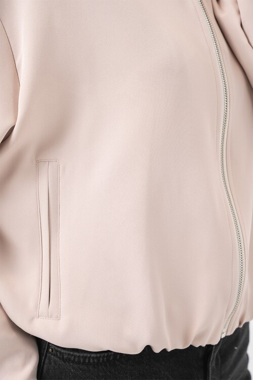 Kadın Oversize Fermuarlı Ceket 0735 - Krem