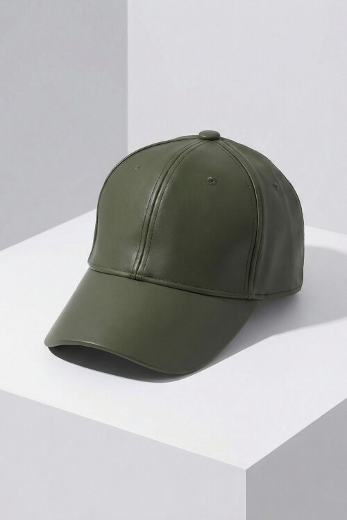 Kadın Suni Deri Şapka 010195 - Haki