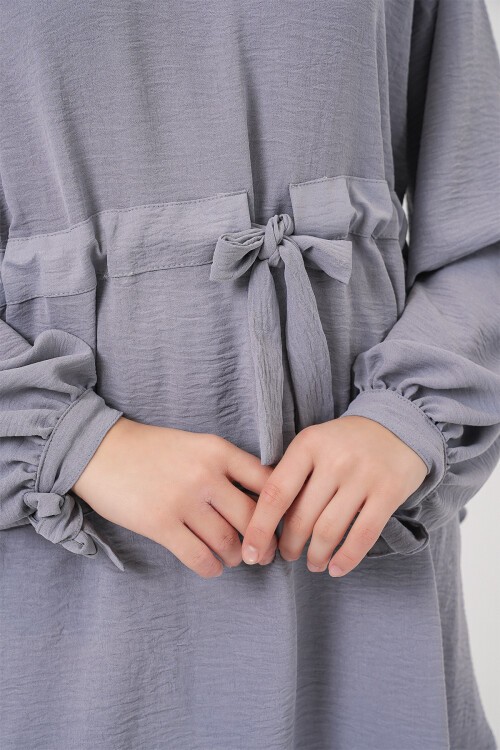 Kadın Uzun Tunik Pantolon İkili Takım 6719 - Gri