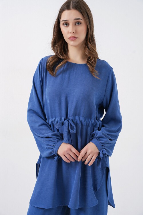 Kadın Uzun Tunik Pantolon İkili Takım 6719 - İndigo