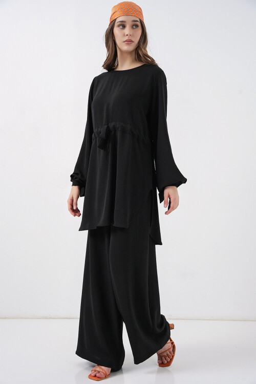 Kadın Uzun Tunik Pantolon İkili Takım 6719 - Siyah