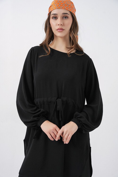 Kadın Uzun Tunik Pantolon İkili Takım 6719 - Siyah