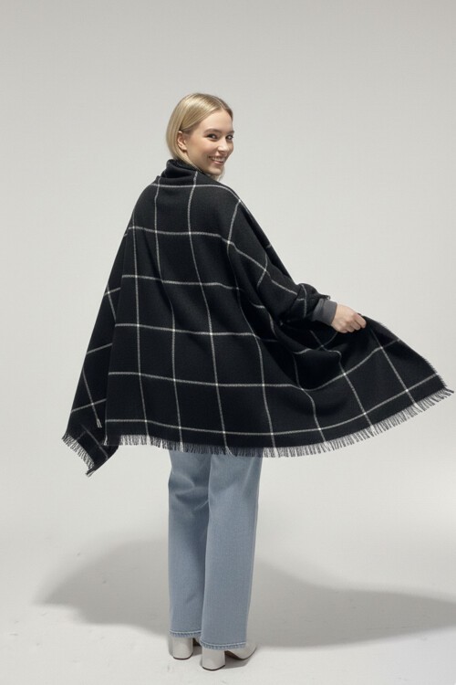 Kadın Yumuşak Dokulu Kalın Şal Atkı 15951 - Y.Siyah