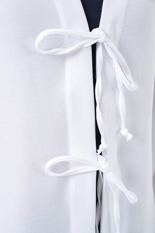 Keten Tesettür Kimono 5968 - Beyaz