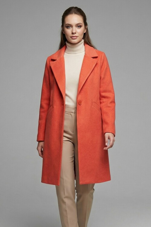 Merterium 9085 Kaşe Kaban - B.Kırmızı