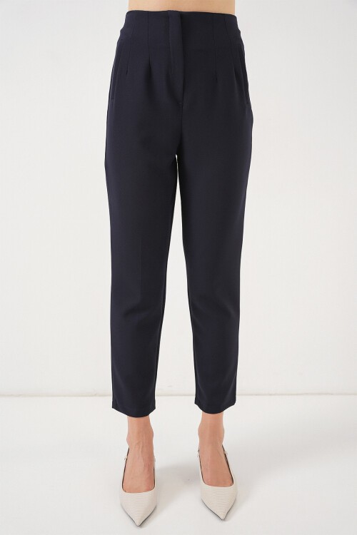 Merterium Kadın Lacivert Yüksek Bel Kumaş Pantolon 6650