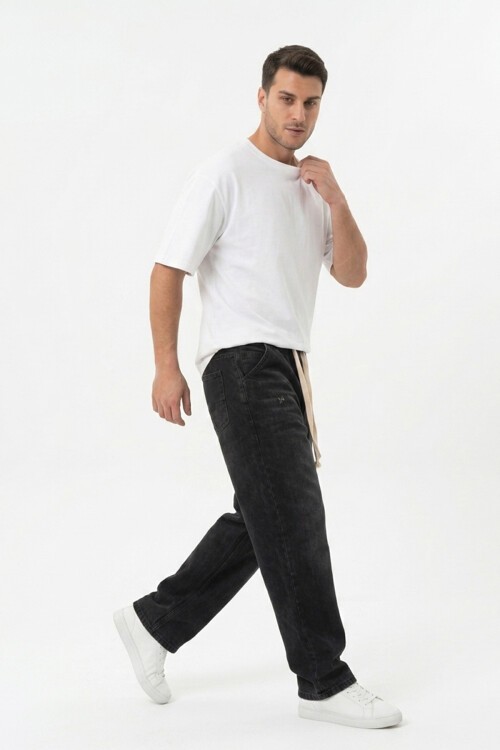 Erkek Rahat Kesim Baggy Jean Pantolon 30073 - Siyah