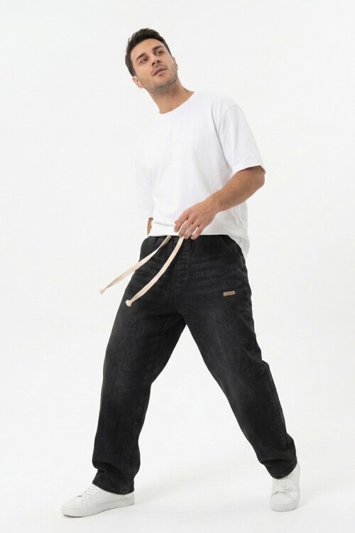 Erkek Rahat Kesim Baggy Jean Pantolon 30073 - Siyah