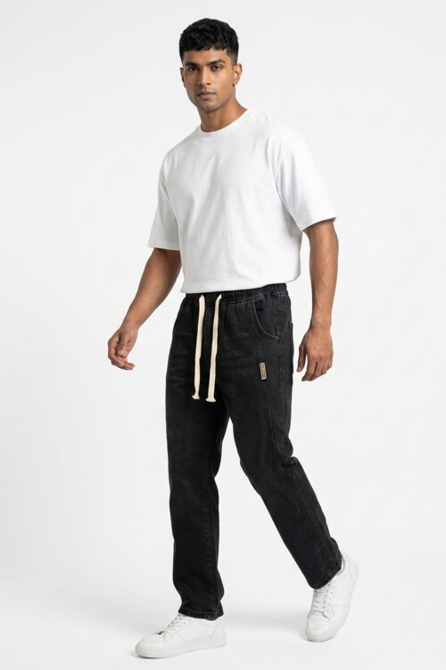 Erkek Rahat Kesim Baggy Jean Pantolon 30076 - Siyah