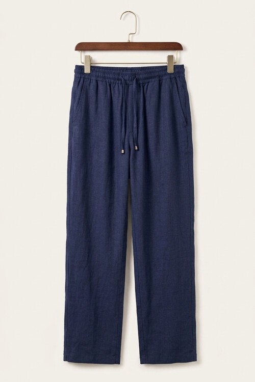 Erkek Rahat Keten Pantolon 30118 - Lacivert