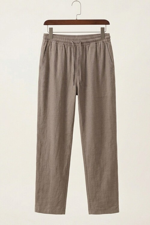 Erkek Rahat Keten Pantolon 30118 - Vizon