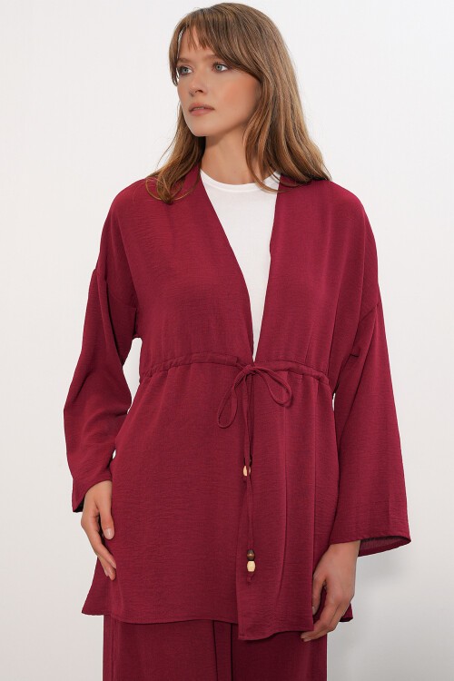 Kadın Ayrobin Kimono Pantolon İkili Takım 30101 - Bordo