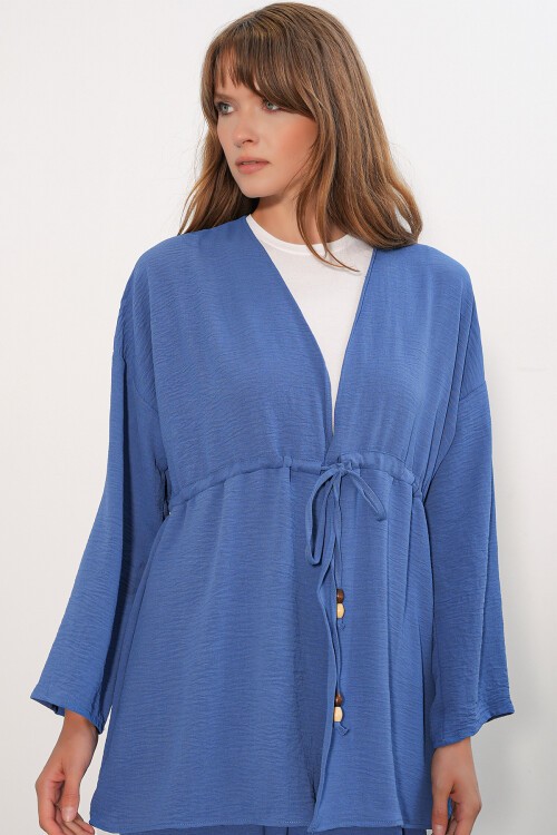 Kadın Ayrobin Kimono Pantolon İkili Takım 30101 - İndigo