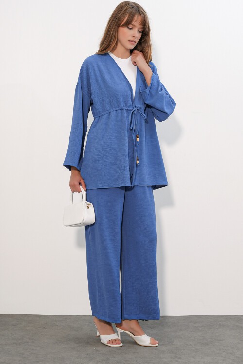 Kadın Ayrobin Kimono Pantolon İkili Takım 30101 - İndigo