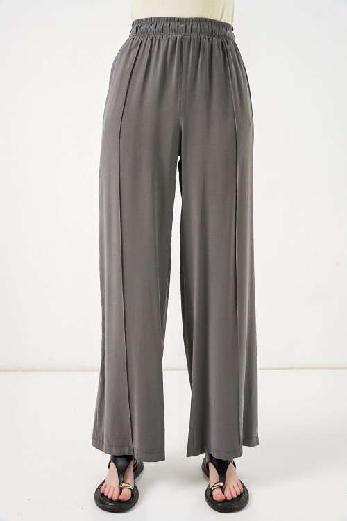 Kadın Beli Lastikli Bol Paça Pantolon 30087 - Antrasit