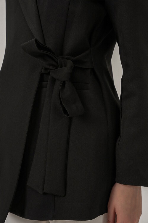 Kadın Yandan Bağlamalı Blazer Ceket 0750 - Siyah