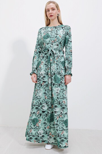 Merterium 1525 Örme Tesettür Elbise - Mint