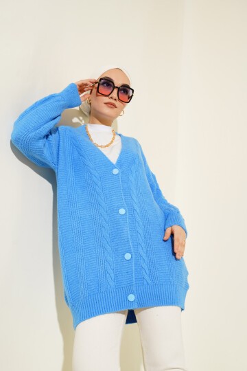 Merterium 15768 Tesettür Triko Hırka - Koyu Mavi