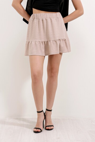 Merterium 1884 Örme Mini Etek - Bej