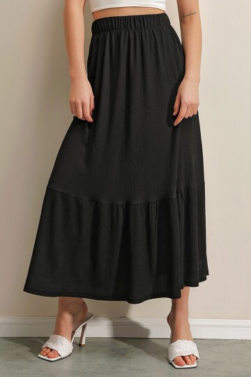 Merterium 1886 Uzun Örme Etek - Siyah