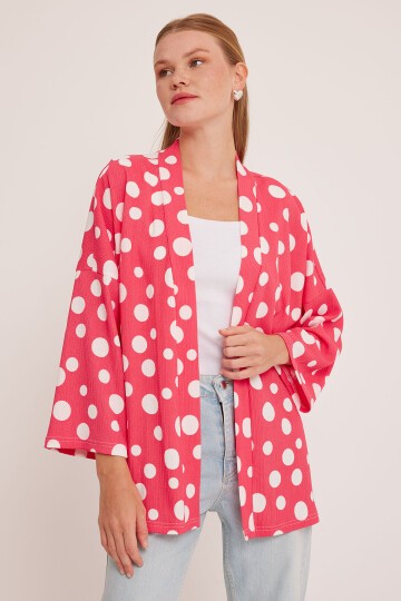 Merterium 5862 Örme Kimono - Nar