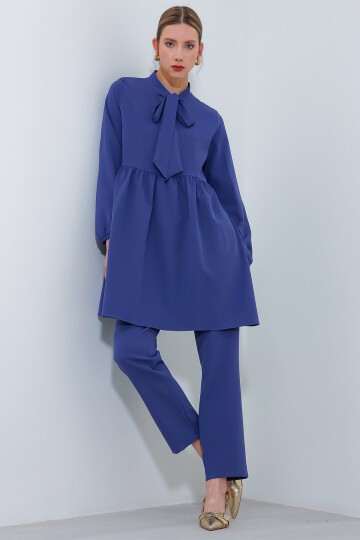 Merterium Kadın İndigo Örme Pantolon Tunik Alt Üst Takım 6654