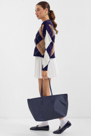 Merterium Kadın Lacivert Büyük Tote Çanta 010168