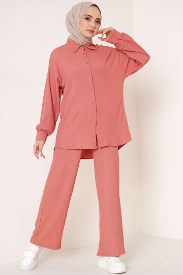 Merterium T5858 Örme Tesettür İkili Takım - Gül Kurusu