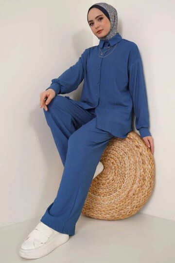 Merterium T5858 Örme Tesettür İkili Takım - İndigo