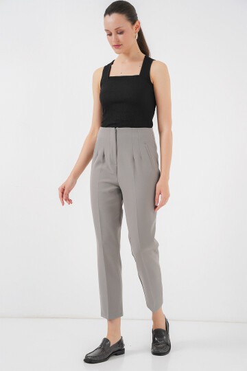 Merterium 6650 Yüksek Bel Kumaş Pantolon - Gri