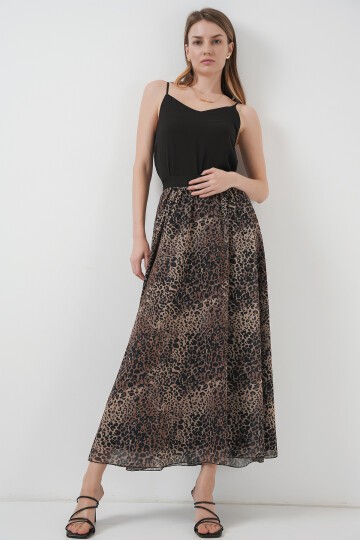 Merterium 8032 Uzun Şifon Etek - Bej