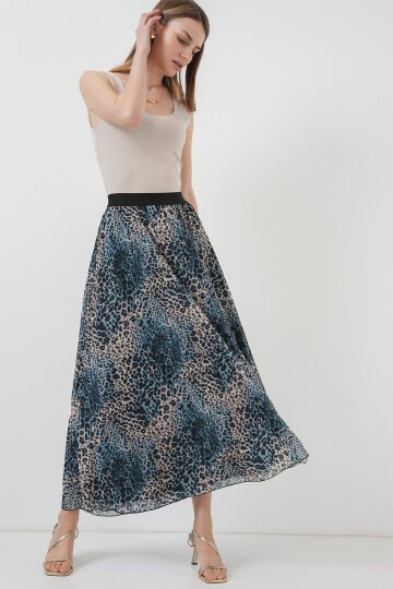 Merterium 8032 Uzun Şifon Etek - İndigo