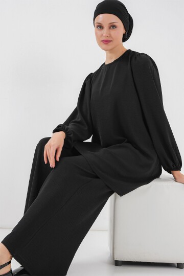 Merterium Ayrobin Tunik Pantolon Alt Üst Takım 6712 - Siyah