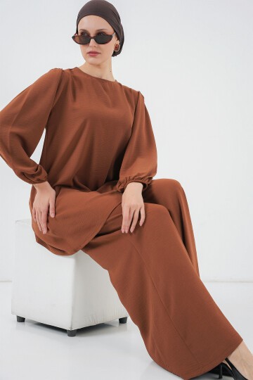 Merterium Ayrobin Tunik Pantolon Alt Üst Takım 6712 - Sütlü Kahve