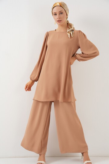 Merterium Ayrobin Tunik Pantolon Alt Üst Takım 6712 - Vizon