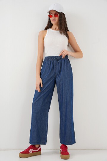 Merterium Kadın Rahat Kalıp Kot Pantolon 6707 - Lacivert