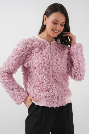 Merterium 0719 Güllü Ceket - Pembe