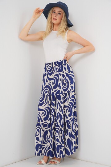 1898 Desenli Uzun Etek - F.Lacivert