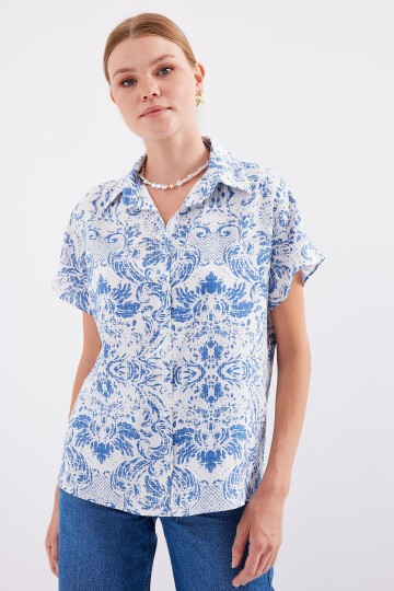 3711 Yarım Kol Gömlek - D.Mavi