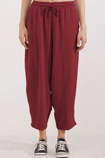 Merterium 6591 Dokuma Şalvar Pantolon - Bordo