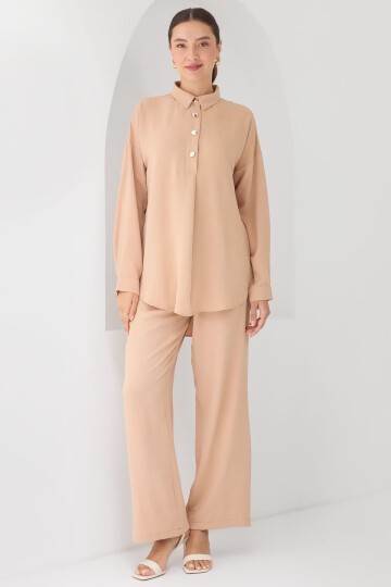 Merterium 6631 Oversize Alt-Üst Takım - Vizon