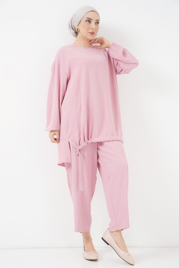 Merterium 6682 Tunik Pantolon İkili Takım - Pudra