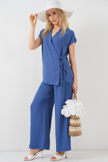 Kadın Kısa Kol Bağcıklı Ayrobin İkili Takım 6741 - İndigo