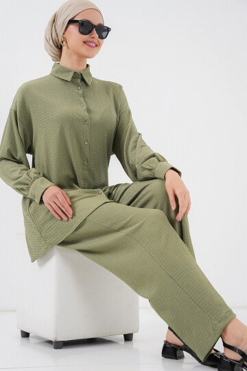 Merterium Kadın Örme Tesettür Alt Üst Takım 6711 - Çağla