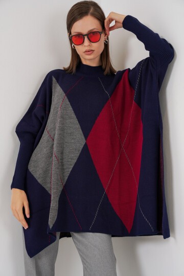 15783 Yırtmaçlı Panço Kazak - A.Lacivert