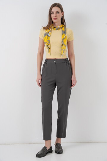 Kadın Beli Lastikli Kumaş Pantolon 30058 - Antrasit